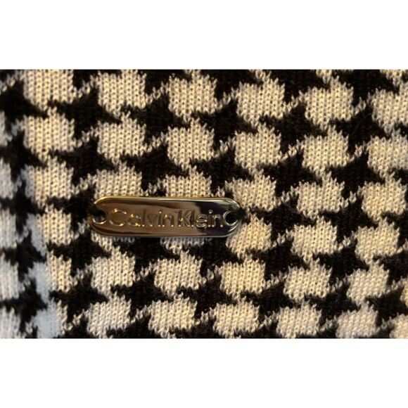 Houndstooth Cowlneck Calvin Klein Lite Sweater Sz M Work, Casual Relaxed Classic - Picture 3 of 4